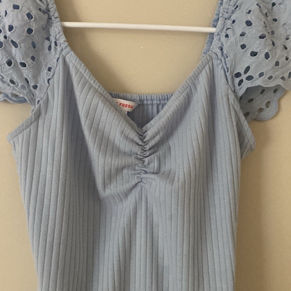 Joe Fresh Pastel Baby Blue Embroidered Short Sleeve Shirt Size XS - Picture 6 of 11